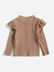 SHEIN Baby Ruffle Trim Mock Neck Tee - Apricot - View 2