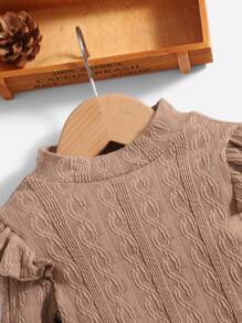 SHEIN Baby Ruffle Trim Mock Neck Tee - Apricot - View 3