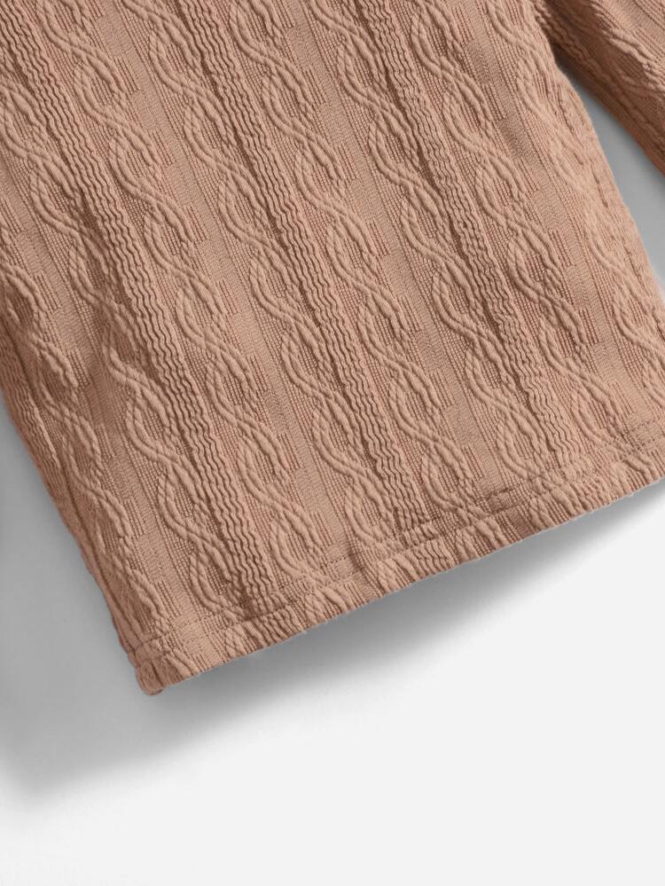 SHEIN 嬰兒荷葉邊小高領T恤 - 杏色 - 查看 4