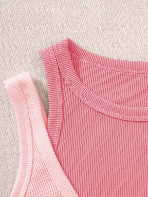 Two Tone Cut Out Tank Top SHEIN USA