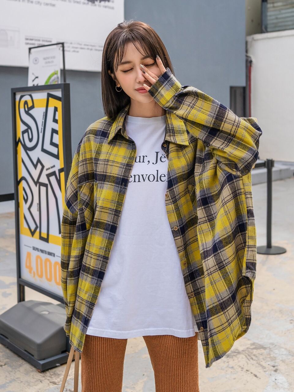 Tartan Pocket Front Drop Shoulder Shirt