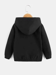 SHEIN 小男童毛絨內襯PU皮革飛行員夾克