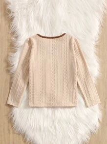 SHEIN Tops con gái lớn Tương phản ràng buộc Hoạt hình Giải trí - Màu be - Xem 2