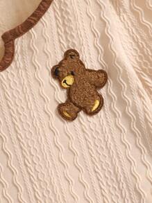 SHEIN Tops con gái lớn Tương phản ràng buộc Hoạt hình Giải trí - Màu be - Xem 4