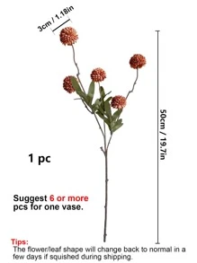 1pc Artificial Plant, Mini Dandelion Flowers 50cm Faux Plant Branch, Silk Flowers Faux Flower Stem For Home Living Room Bedroom Decor, Fake Plants, Fall Decor, Room, Desk, Garden Decor, Room Decoration Stuff, Valentine Day, Gift Gifts Birthday Graduation Home Decor Back To School School Supplies - Orange - View 4