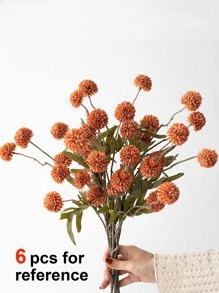 1pc Artificial Plant, Mini Dandelion Flowers 50cm Faux Plant Branch, Silk Flowers Faux Flower Stem For Home Living Room Bedroom Decor, Fake Plants, Fall Decor, Room, Desk, Garden Decor, Room Decoration Stuff, Valentine Day, Gift Gifts Birthday Graduation Home Decor Back To School School Supplies - Orange - View 5
