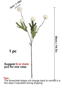 1支50厘米仿真蒲公英花茎，丝绸花，仿真植物枝条，适用于家居客厅卧室装饰、秋季装饰、房间装饰、桌面装饰、花园装饰、情人节礼物、生日毕业礼物 - 白色 - 查看 2