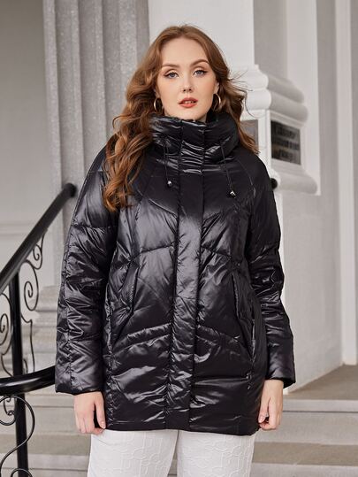 Astrid Plus Zip Up Hooded Down Coat