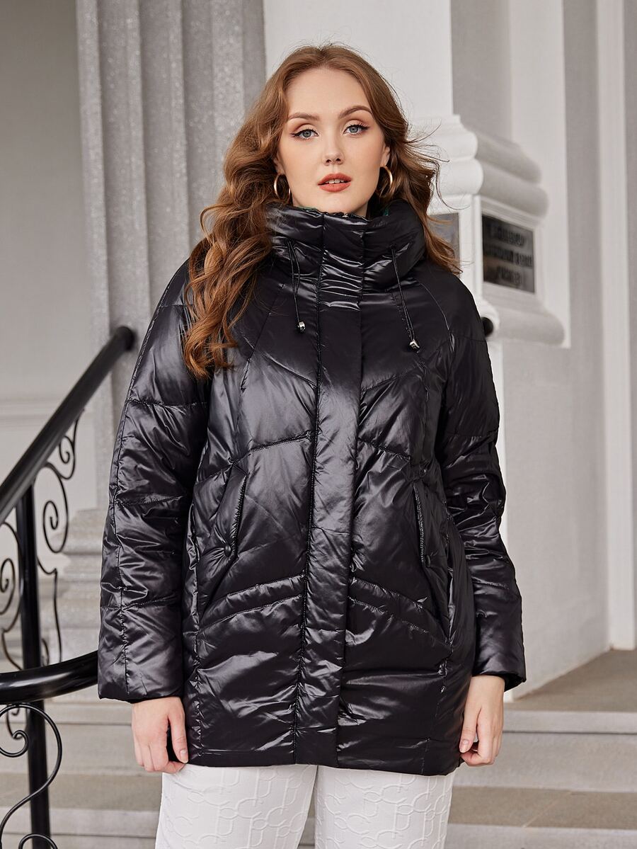 Astrid Abrigo con cremallera con capucha - Negro - Ver 1