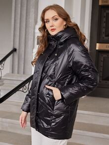 Astrid Abrigo con cremallera con capucha - Negro - Ver 3