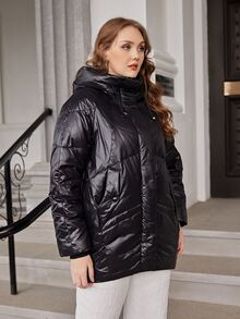 Astrid Abrigo con cremallera con capucha - Negro - Ver 4