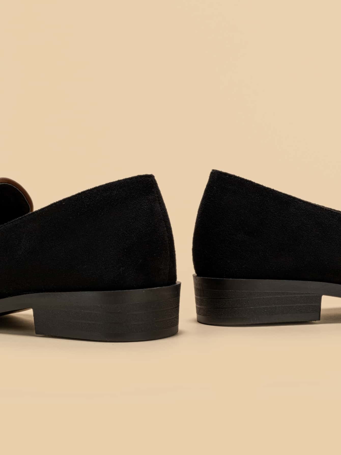 Contrast Piping Faux Suede Loafers - Black - View 8
