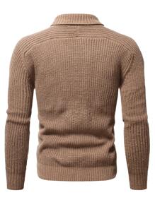 Manfinity Homme Hombres Jersey cuello alto tejido de canalé - Caqui - Ver 6