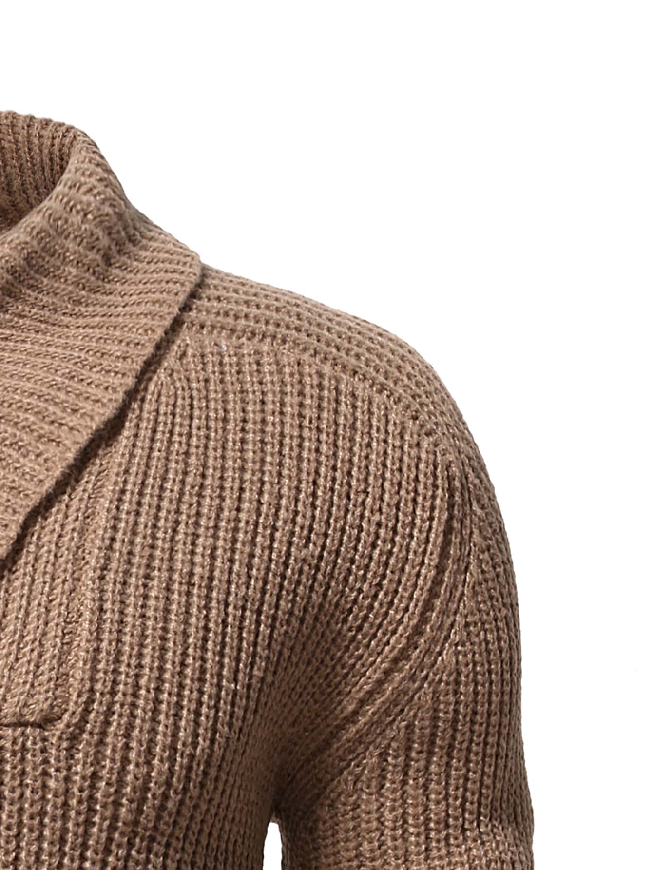 Manfinity Homme Men Turtleneck Ribbed Knit Jumper - Khaki - View 8