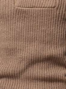 Manfinity Homme Hombres Jersey cuello alto tejido de canalé - Caqui - Ver 4