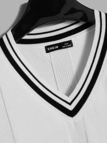 SWAVVY Maglia smanicata da uomo con bordatura a righe, adatta per il tennis