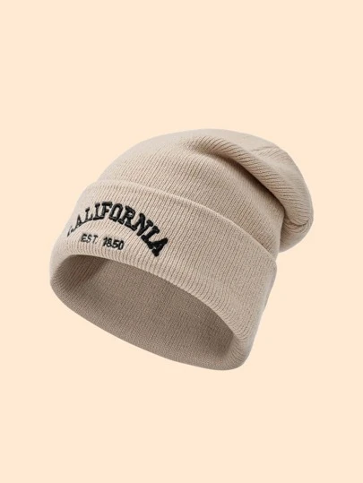 男士字母繡花針織帽子，休閒百搭