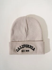 男士字母繡花針織帽子，休閒百搭