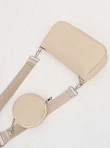 2入組鱷魚紋肩包,包含包,適用於青少年女孩、女大學生、新手和白領工人,非常適合辦公室、大學、工作、商務和上下班使用 - 卡其色 - 查看 3