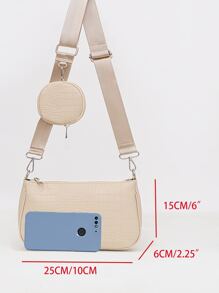 2入組鱷魚紋肩包,包含包,適用於青少年女孩、女大學生、新手和白領工人,非常適合辦公室、大學、工作、商務和上下班使用 - 卡其色 - 查看 7