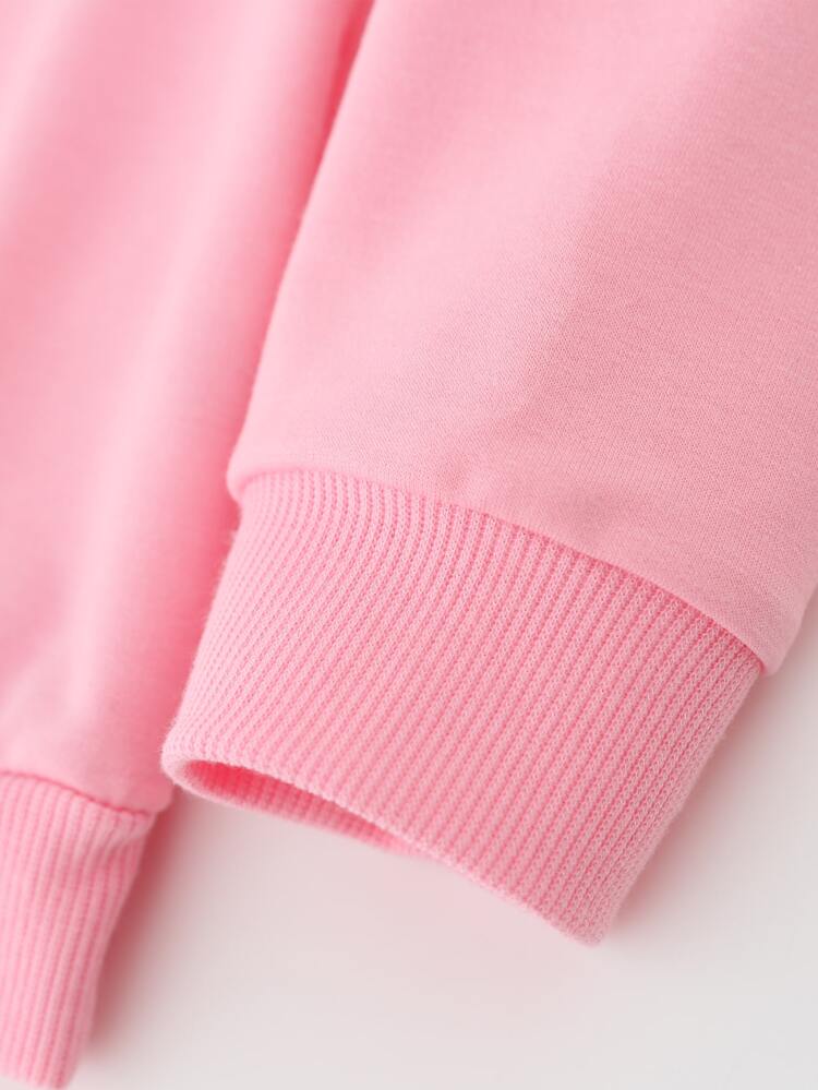 Young Girl Cartoon Cat Print Sweatshirt