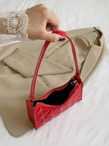 螢光紅人造漆皮法棍包 - 紅色 - 查看 3