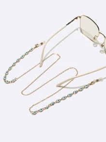 1 pièce Chaîne de lunettes yeux bleus bohème unisexe, accessoires de lunettes pour femmes
