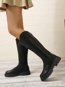 後拉鏈馬丁靴 - 黑色 - 查看 1