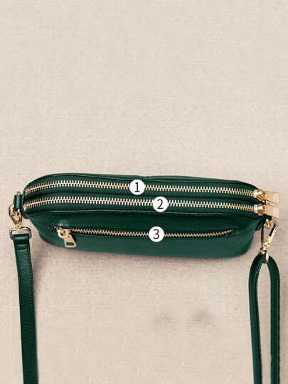 Commuter Style Fashion Versatile Multi-Zipper Pocket Large Capacity Minimalist Portable Crossbody Bag, Suitable For Women Shopping, Party, Gift For Mom