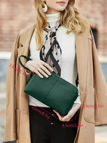 通勤风格时尚百搭多拉链口袋大容量简约便携斜挎包，适合女性购物、聚会、送给妈妈的礼物