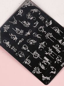 FULL BEAUTY 1pc Flower Pattern Nail Art Template Plate - Silver - View 4