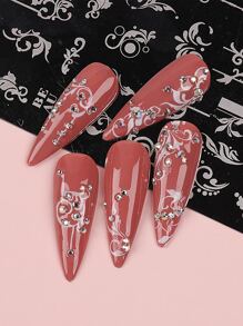 FULL BEAUTY 1pc Flower Pattern Nail Art Template Plate - Silver - View 6