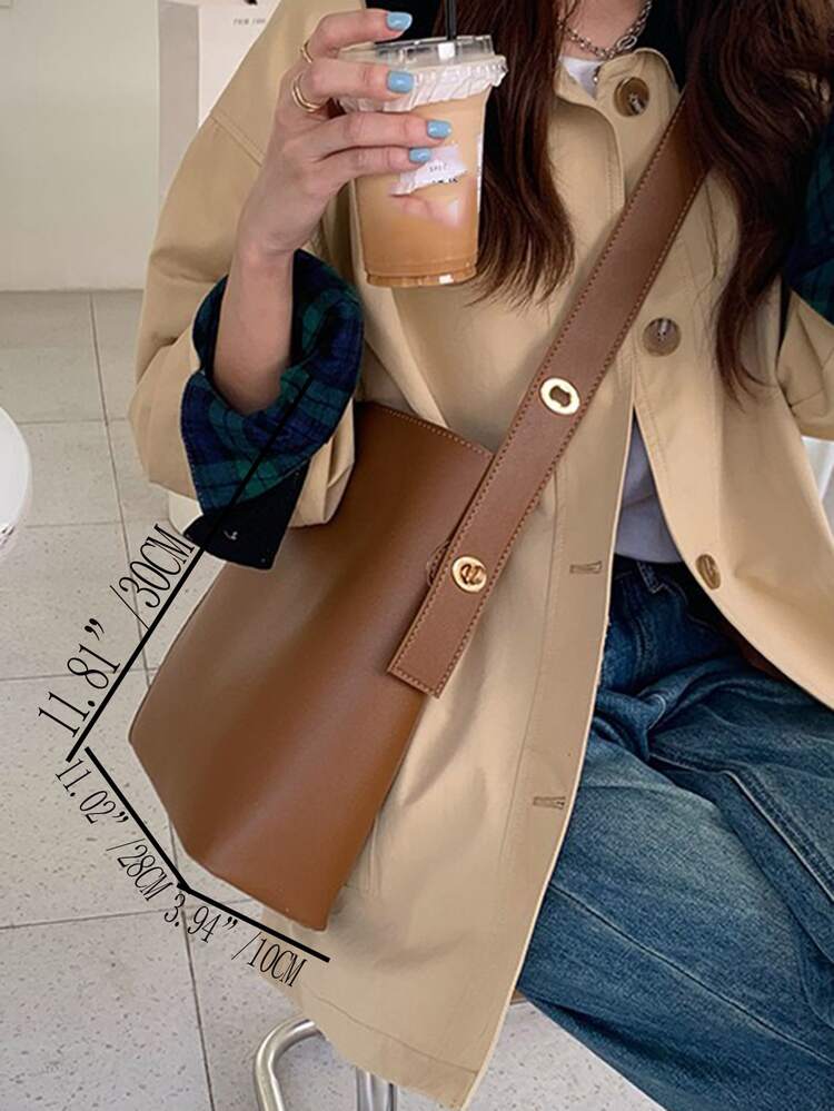 Bolsa cuadrada minimalista - Marrón - Añade 3