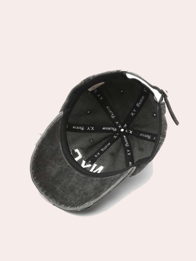 Our Guys Letter Embroidered Ripped Frayed Baseball Cap is  display picture 3
