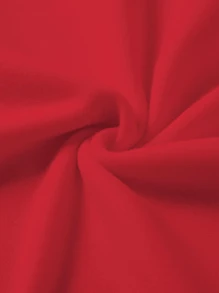 SHEIN EZwear 字母圖案加絨內裏運動衫 - 紅色 - 查看 3