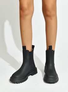 Ladies' Black Equestrian Boots & Western Style Black Elastic Zipper Back Chelsea Boots For Women - Black - View 3