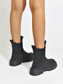 Ladies' Black Equestrian Boots & Western Style Black Elastic Zipper Back Chelsea Boots For Women - Black - View 5