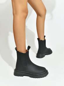 Ladies' Black Equestrian Boots & Western Style Black Elastic Zipper Back Chelsea Boots For Women - Black - View 4