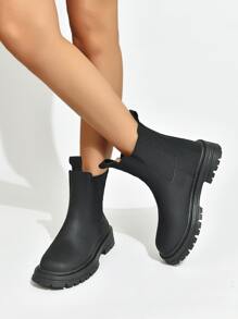 Ladies' Black Equestrian Boots & Western Style Black Elastic Zipper Back Chelsea Boots For Women - Black - View 8