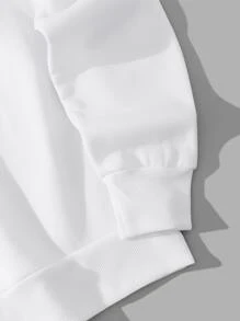 Manfinity Dauomo 男士熊和標語圖案運動衫 - 白色 - 查看 6