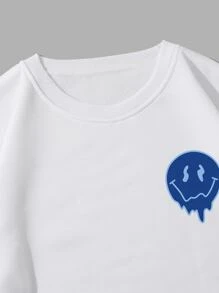 Men Cartoon And Slogan Graphic Thermal Sweatshirt - White - View 5