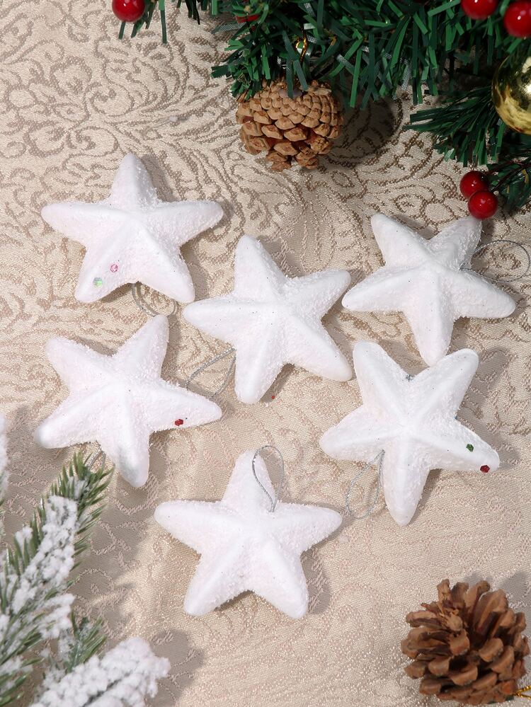 6入組聖誕星形懸掛裝飾用品 - 白色 - 查看 4