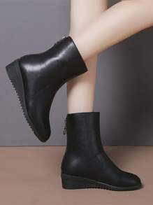 後拉鏈坡跟靴子 - 黑色 - 查看 2