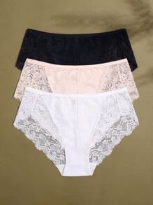 Plus 3pack Floral Lace Panty Lingerie - Multicolor - View 2