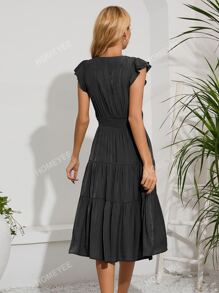 Butterfly Sleeve Ruffle Hem Dress