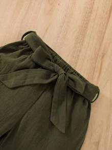 Toddler Girls Floral Print Ruffle Trim Blouse & Belted Trousers - Multicolor - View 3