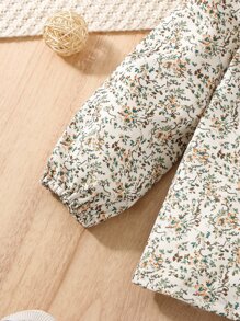 Toddler Girls Floral Print Ruffle Trim Blouse & Belted Trousers - Multicolor - View 5