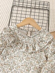 Toddler Girls Floral Print Ruffle Trim Blouse & Belted Trousers - Multicolor - View 6