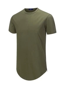 Top de manga corta y top de tirantes unicolor casual para hombre - Verde militar - Ver 1