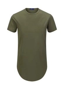 Top de manga corta y top de tirantes unicolor casual para hombre - Verde militar - Ver 3